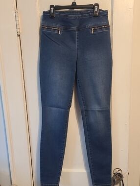 INC International Concepts Dark Blue Women's Jeggings with Gold Zippers